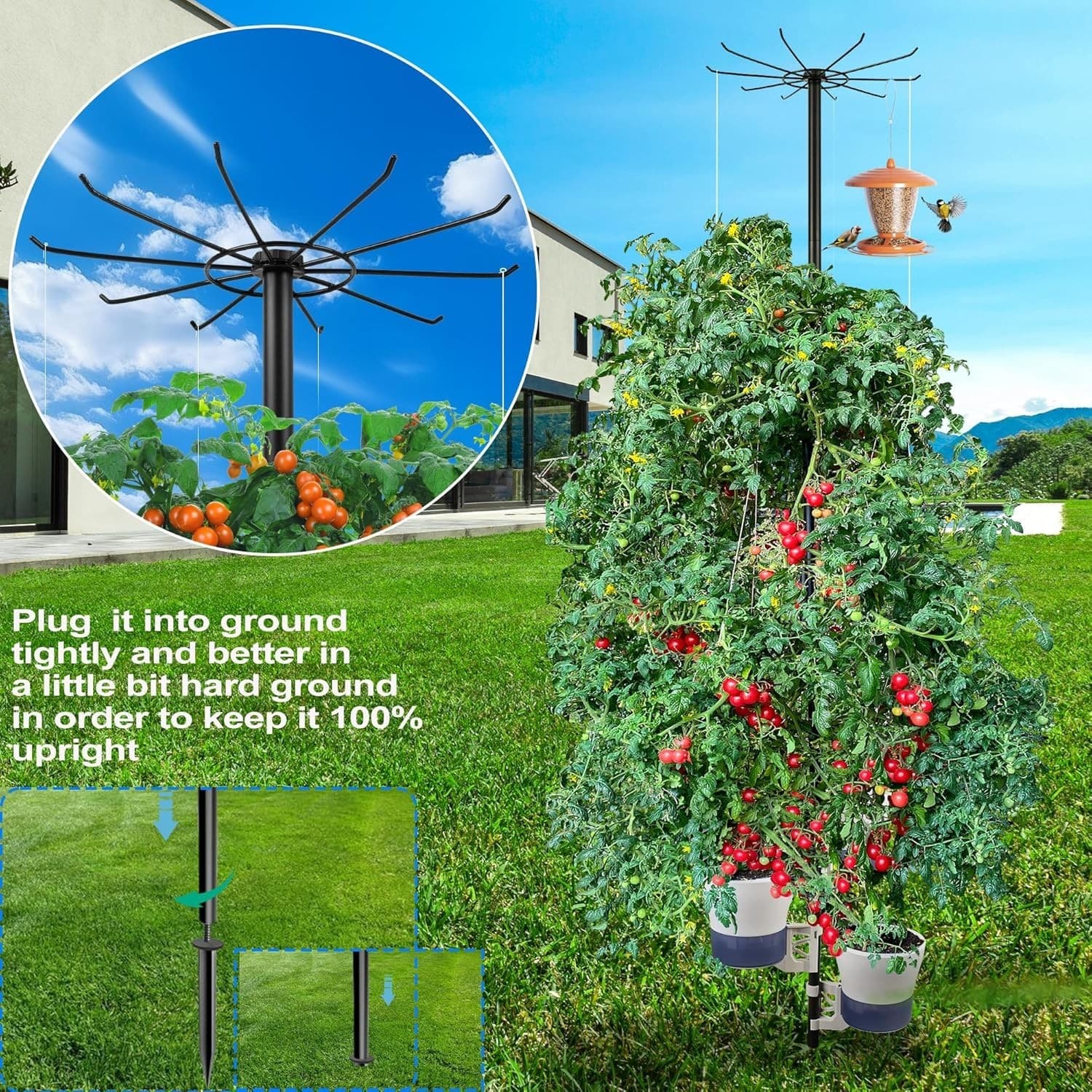 Tall Metal Hydroponics Plant Stand Outdoor Indoor 72" Self Watering Adjustable - Thumbnail 9