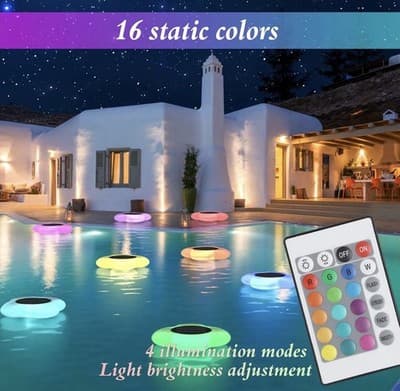 Floating Pool Flower Light Solar Powered Waterproof LED With Remote - Thumbnail 2