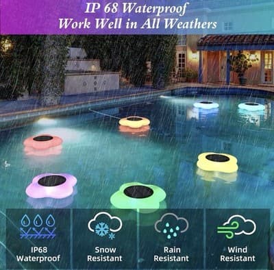 Floating Pool Flower Light Solar Powered Waterproof LED With Remote - Thumbnail 4