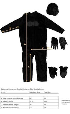 California Costumes Mens Plus Size Full Gorilla Suit Costume In Plus Halloween - Thumbnail 4