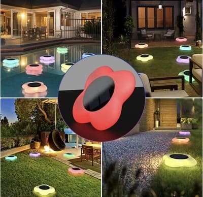 Floating Pool Flower Light Solar Powered Waterproof LED With Remote - Thumbnail 5