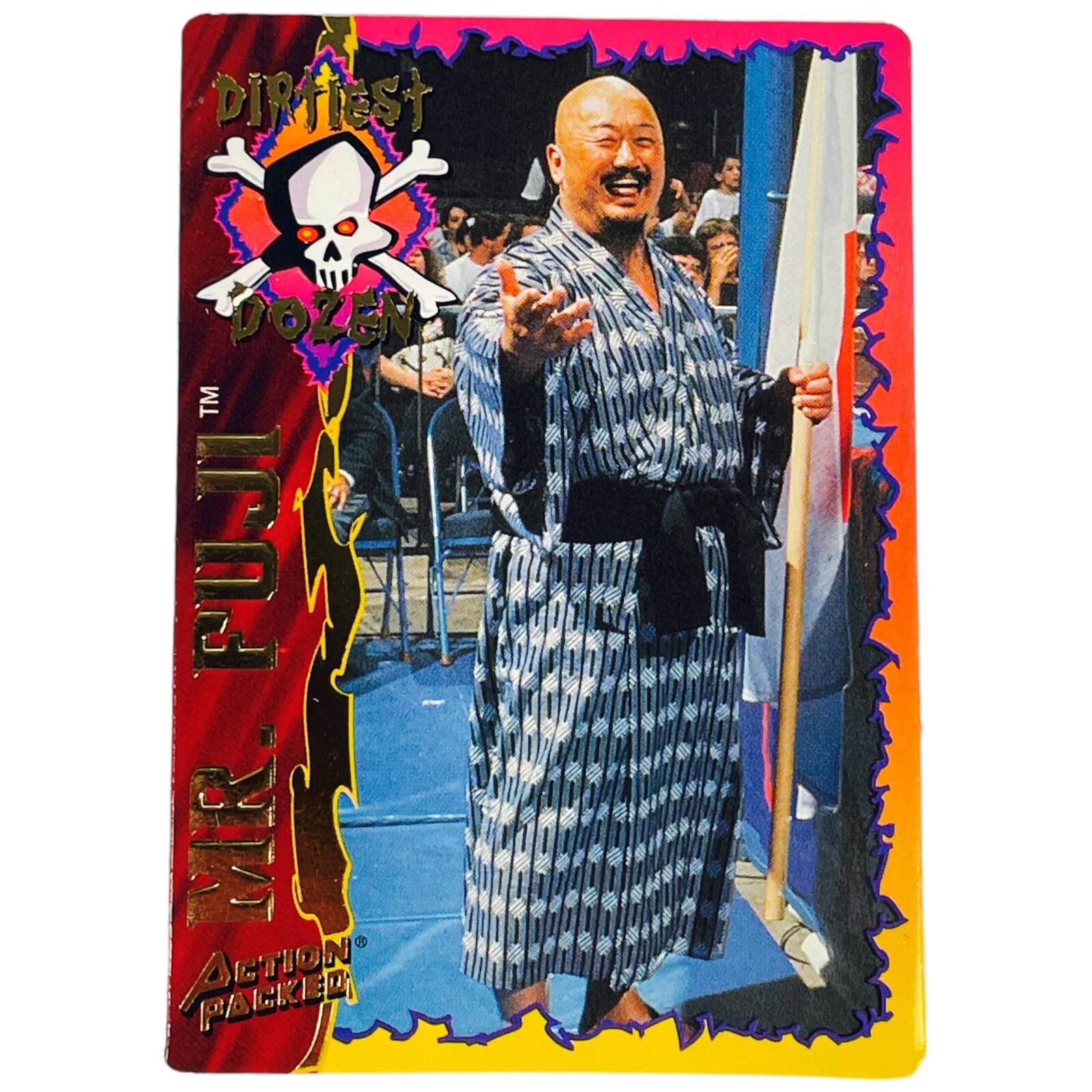 1995 WWF Action Packed Mr Fuji Gold Foil Dirtiest Dozen #28 Wrestling Card WWE - Thumbnail 6