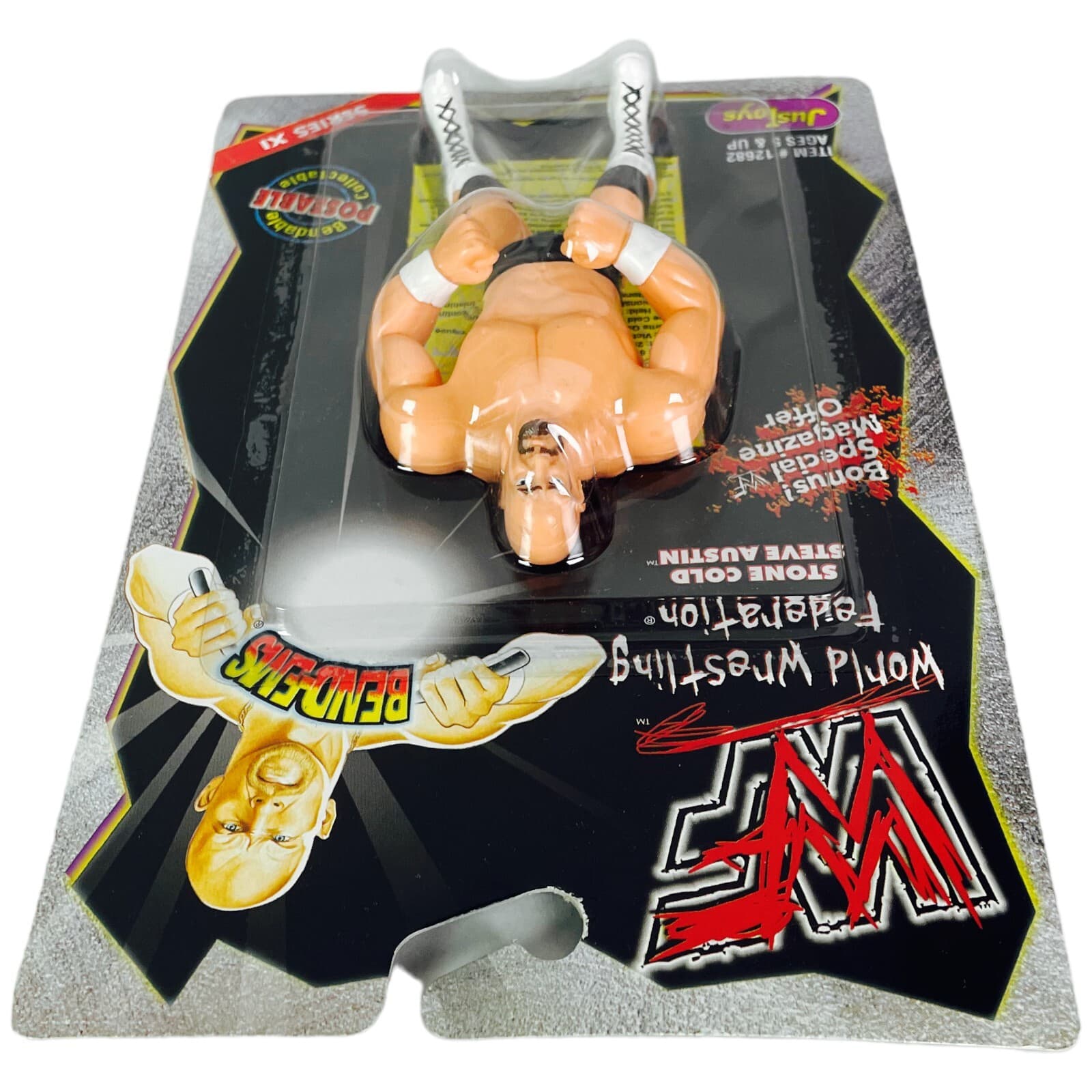 WWE WWF Bend EMs Series 11 Stone Cold Steve Austin 6" JusToys Figure 1999 - Thumbnail 3