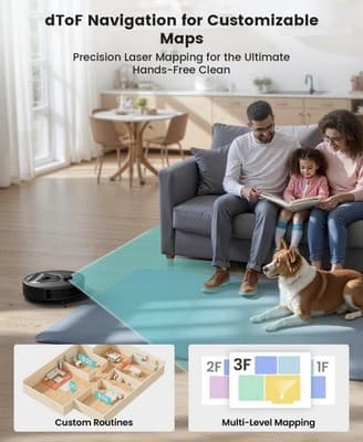 Lefant M330 Pro M330 Pro Robotic Vacuum Cleaner LiDAR Sweeps Mops Voice Control - Thumbnail 2