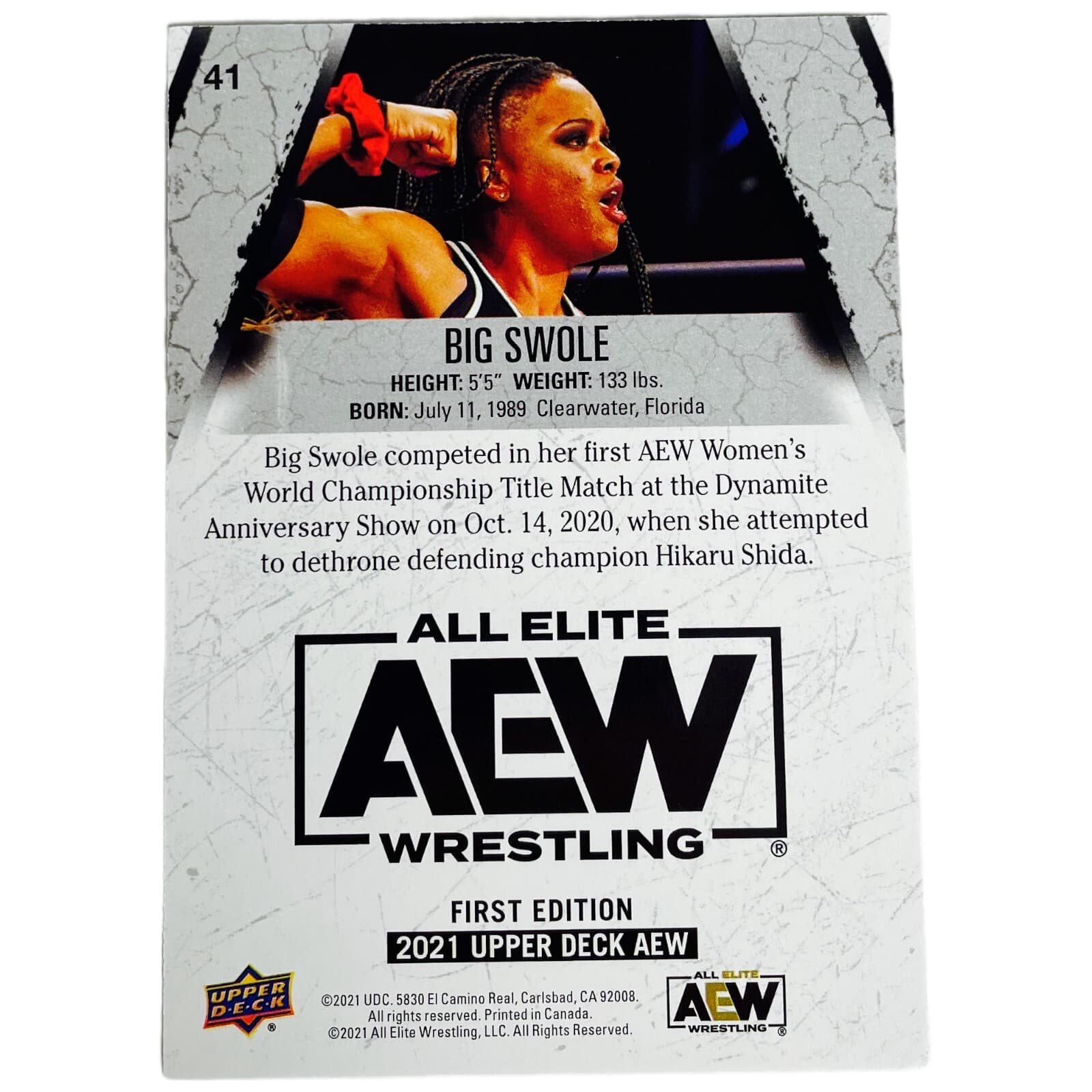 2021 Upper Deck AEW Yellow Parallel Big Swole Unrivaled Exclusive Wrestling Card - Thumbnail 2