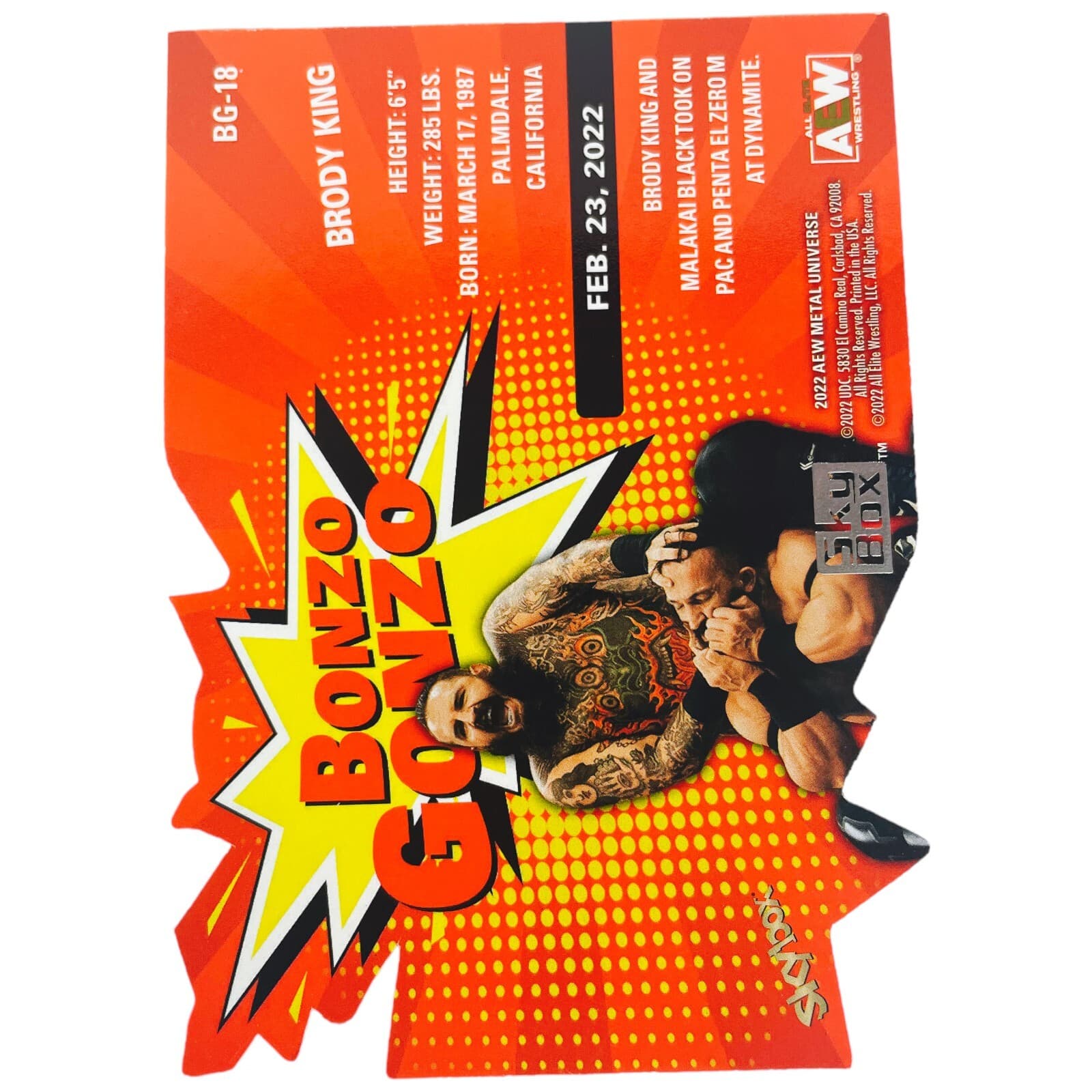 2022 Skybox AEW Metal Universe BRODY KING Bonzo Gonzo Insert BG-18 Wrestling - Thumbnail 4