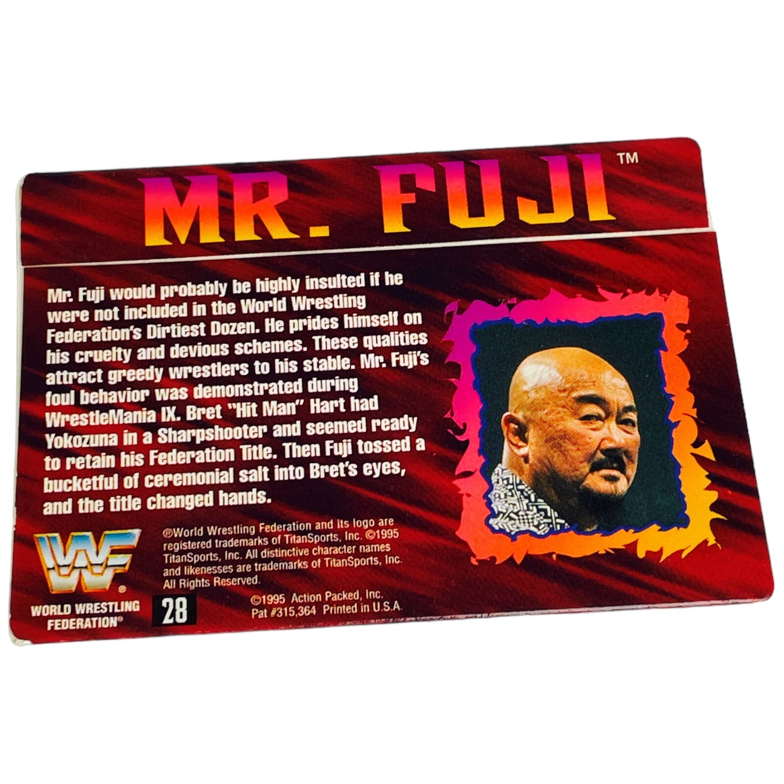 1995 WWF Action Packed Mr Fuji Gold Foil Dirtiest Dozen #28 Wrestling Card WWE - Thumbnail 8