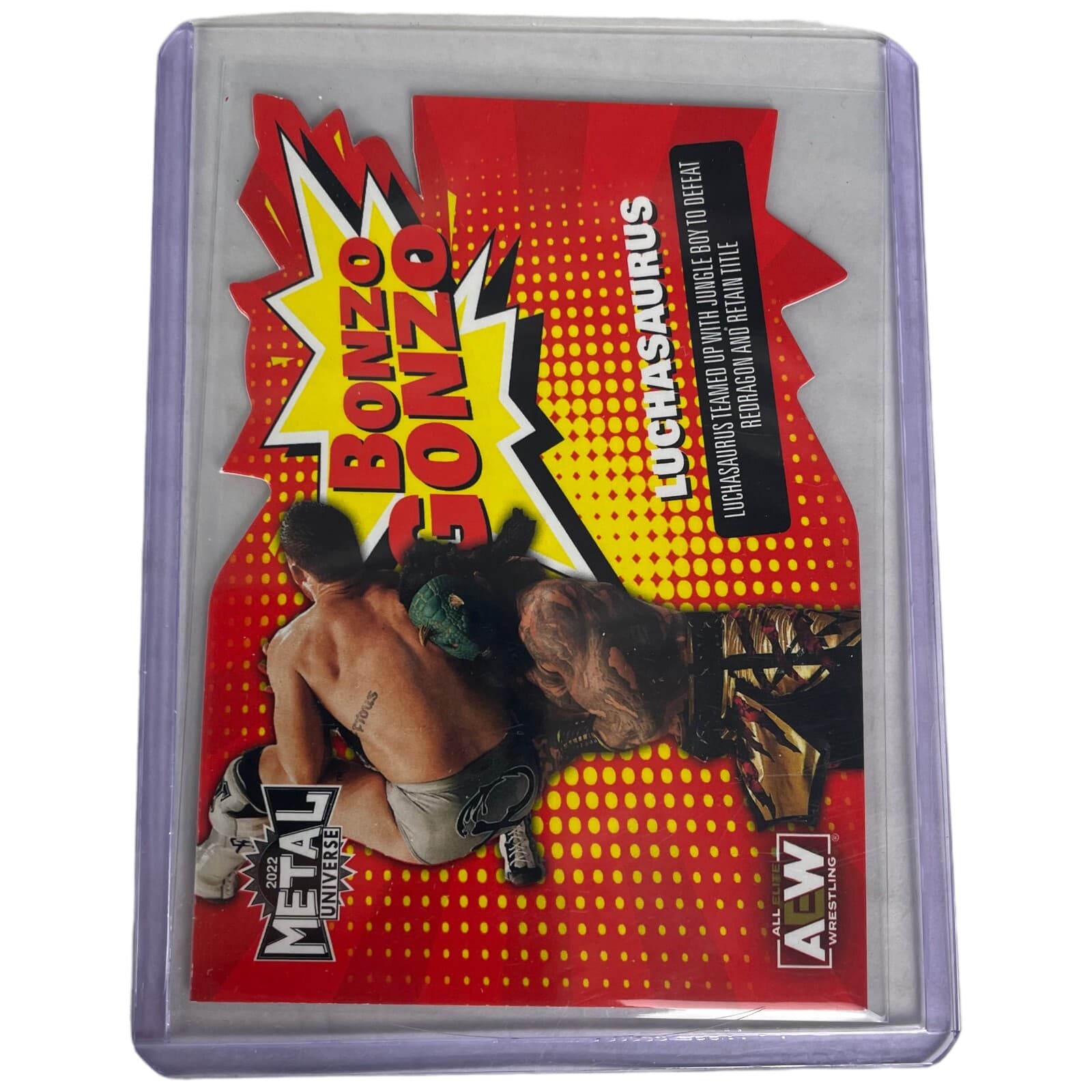 2022 SkyBox AEW Metal Universe Bonzo Gonzo LUCHASAURUS Die Cut Insert Wrestling - Thumbnail 5