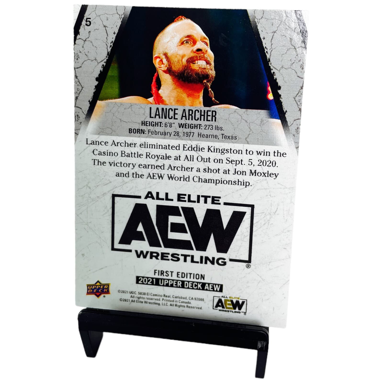 2021 Upper Deck AEW Yellow Parallel Lance Archer Unrivaled Exclusive Wrestling - Thumbnail 4