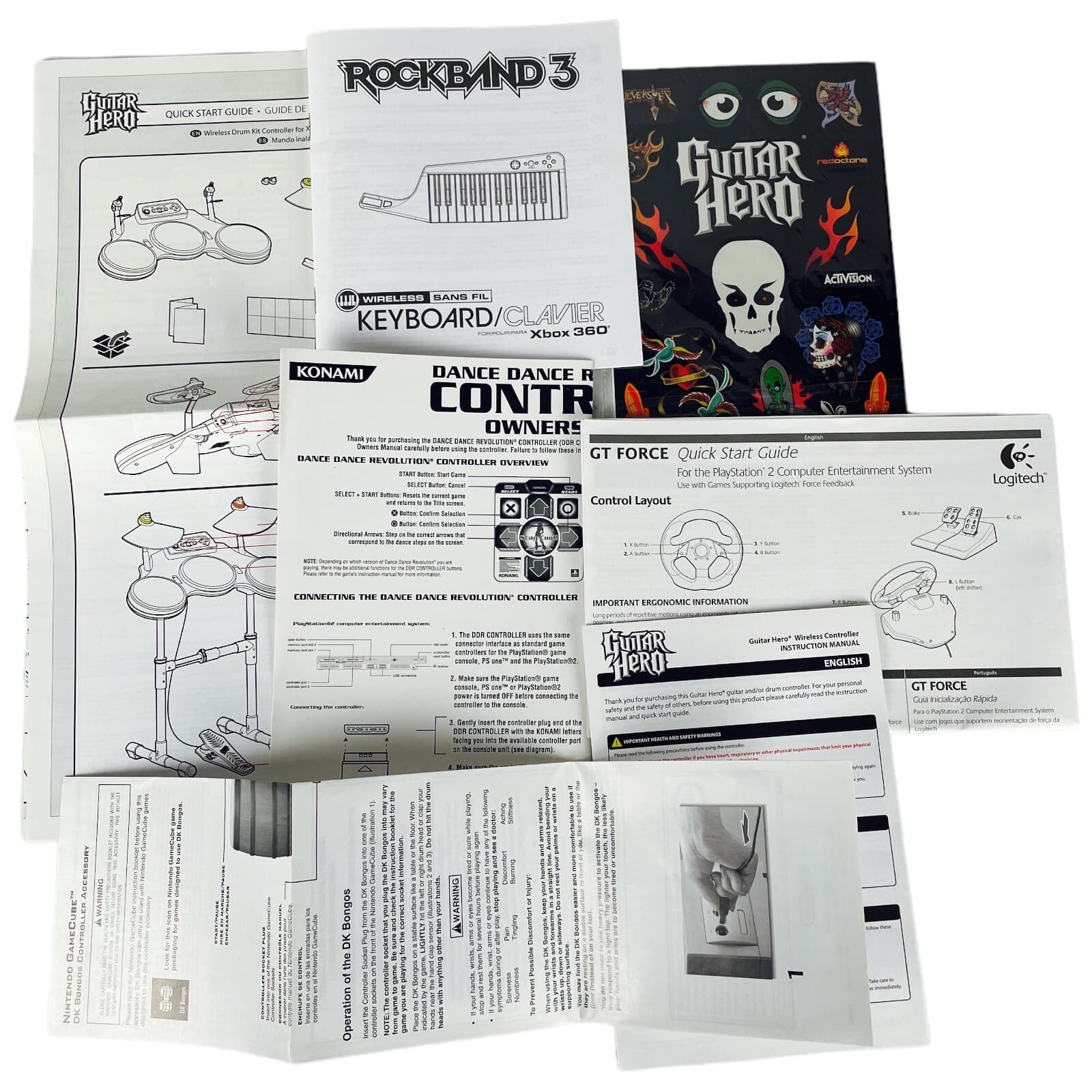 Nintendo PS2 XBOX Guitar Hero Rock Band Mixed Lot Manual Insert Lot Stickers - Image 1