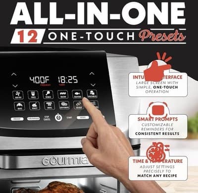 Gourmia 14 Qt Digital Air Fryer Oven Multi Function 12 Presets Touchscreen - Thumbnail 2