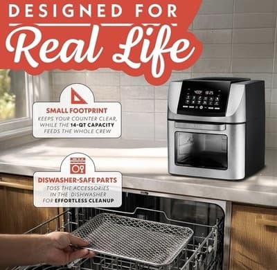 Gourmia 14 Qt Digital Air Fryer Oven Multi Function 12 Presets Touchscreen - Thumbnail 7