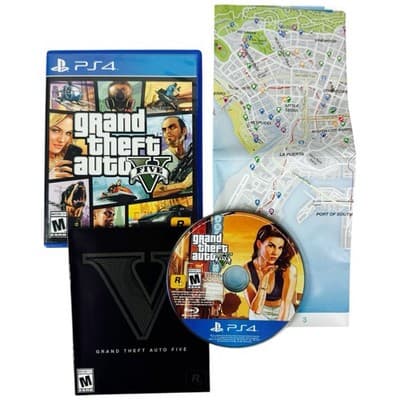 Grand Theft Auto V Sony PlayStation 4 2014 PS4 Complete CIB Map Inserts Tested - Image 1