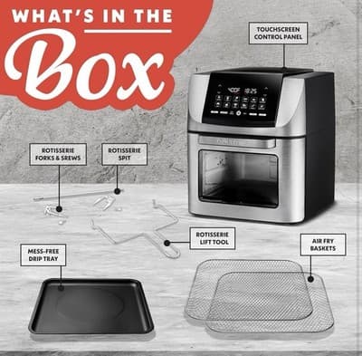 Gourmia 14 Qt Digital Air Fryer Oven Multi Function 12 Presets Touchscreen - Thumbnail 6