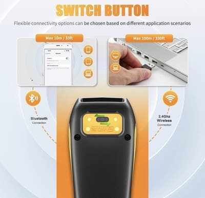 NETUM C750 Bluetooth Barcode Scanner Portable 2.4G Wireless QR Reader Model - Thumbnail 8