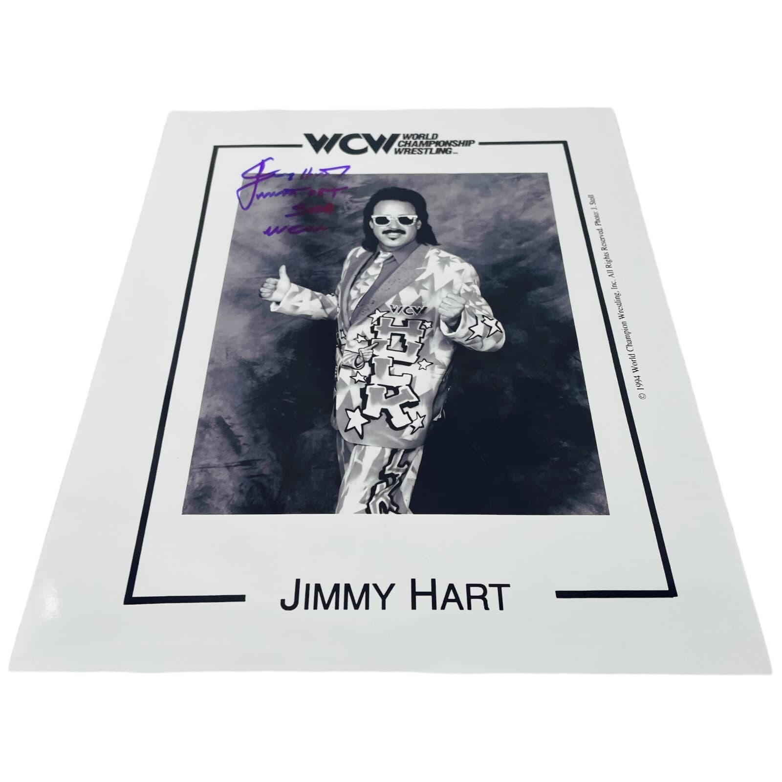 Jimmy Hart Signed Autographed WCW Promo 8x10 Glossy Wrestling Picture - Thumbnail 3