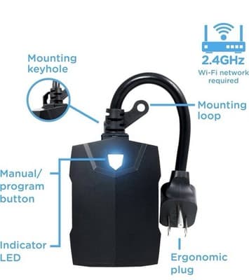 Enbrighten WiFi Outdoor Dual Outlet Smart Plug Matter Enabled Weatherproof - Thumbnail 7