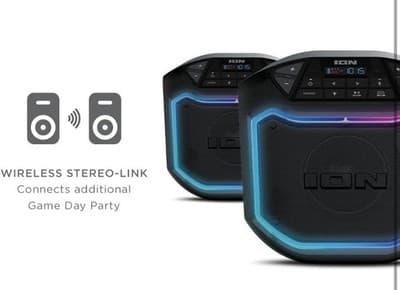 ION Game Day Party Bluetooth Speaker Portable LED Lights Black iPA127 - Thumbnail 6