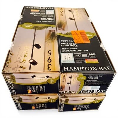Hampton Bay Dual Spot Light Pole Low Voltage LED Landscape Black Finish Lot Of 4 - Image 1