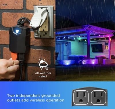 Enbrighten WiFi Outdoor Dual Outlet Smart Plug Matter Enabled Weatherproof - Thumbnail 2