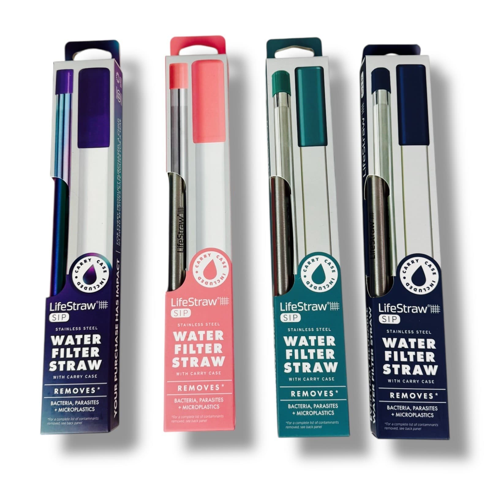 LifeStraw Sip Reusable Stainless Steel Water Filter Drinking With Carrying Case - Image 1