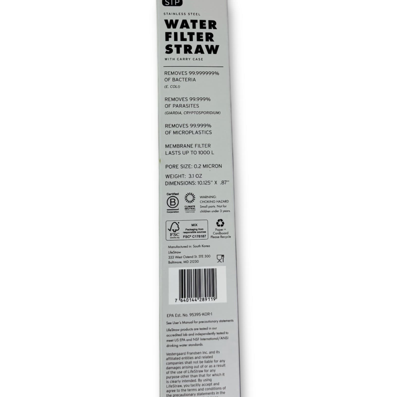 LifeStraw Sip Reusable Stainless Steel Water Filter Drinking With Carrying Case - Thumbnail 5
