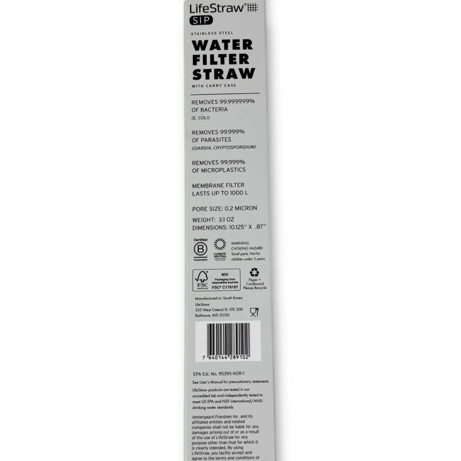 LifeStraw Sip Reusable Stainless Steel Water Filter Drinking With Carrying Case - Thumbnail 7