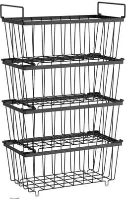 Freezer Organizer Bins 4 Pack Deep Freezer Baskets for 5 to 7 Cu.Ft Stackable - Image 1