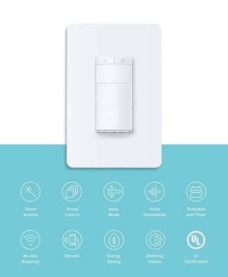 TP-Link Kasa Smart HS210 3-Way Wi-Fi Dimmer Switch Kit (US) HS210 KIT Matter - Thumbnail 8