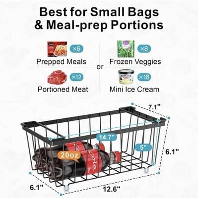 Freezer Organizer Bins 4 Pack Deep Freezer Baskets for 5 to 7 Cu.Ft Stackable - Thumbnail 2