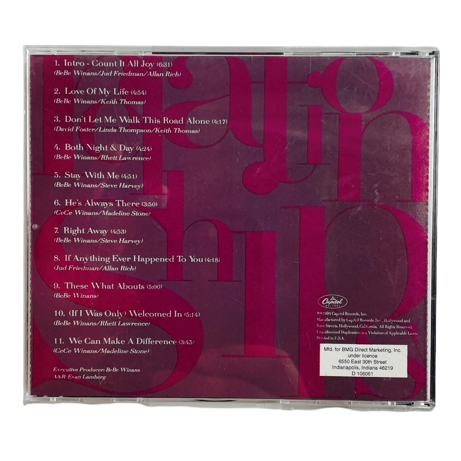 BeBe CeCe Winans Album Relationships CD 1994 Capitol Records Contemporary Gospel - Thumbnail 2