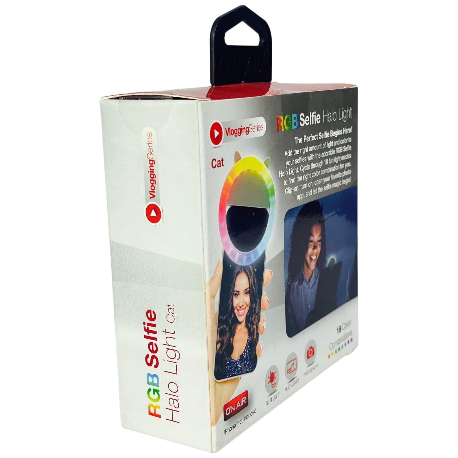 Selfie Ring Light Halo Cell Phone Clip RGB LED On Design 18 Light Settings NEW - Thumbnail 4