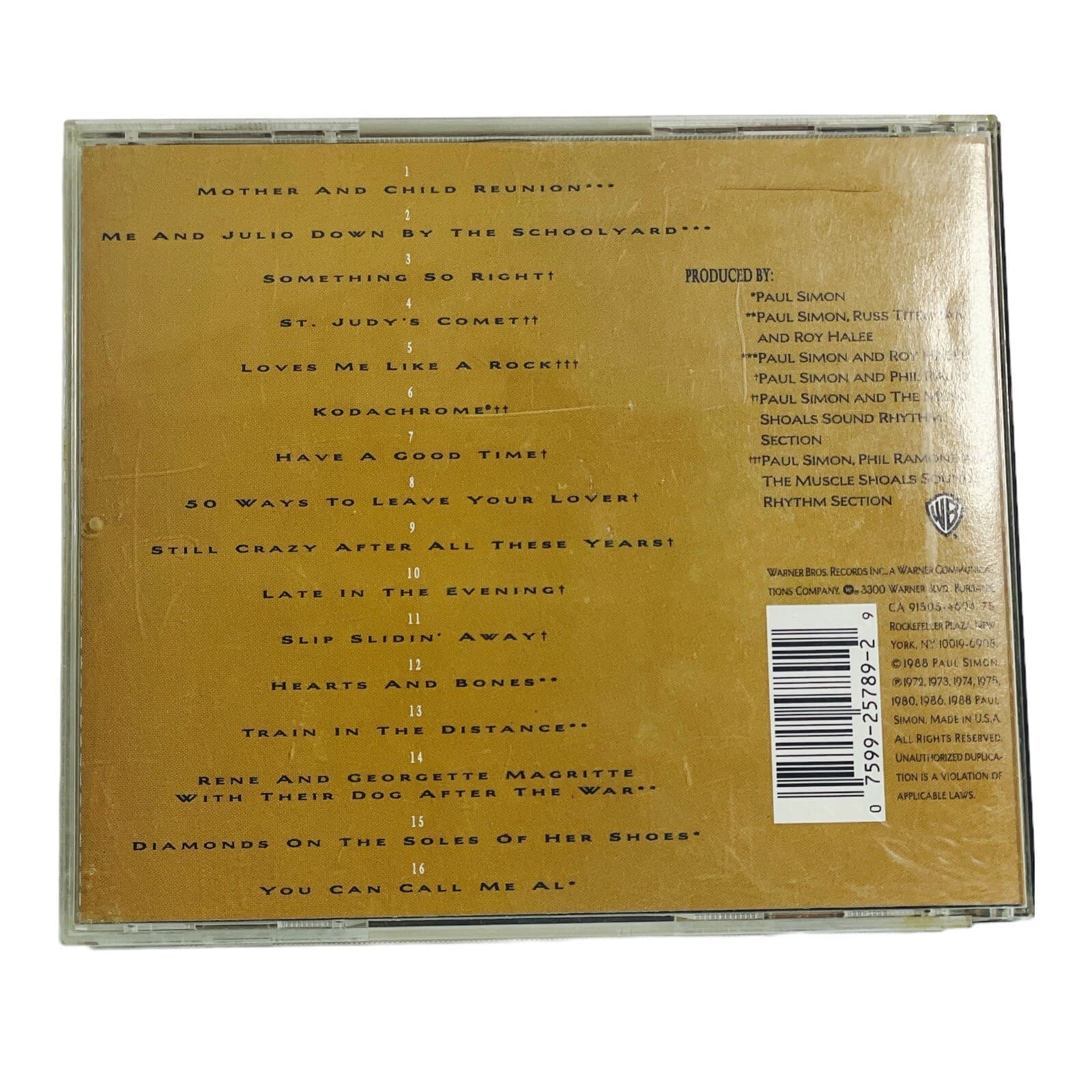 Paul Simon CD Negotiations And Love Songs Album 1971-1986 Warner Bros 1988 - Thumbnail 2
