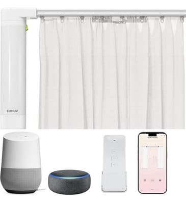 Electric Smart Curtain System Motorized Rod Remote App Control Adjustable 205” - Image 1