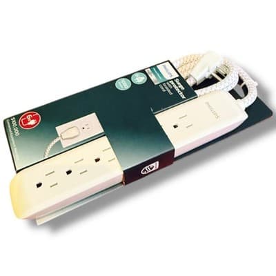 Philips 6 Outlet Surge Protector 6Ft Extension Cord Flat Plug Tangle Free White - Thumbnail 8