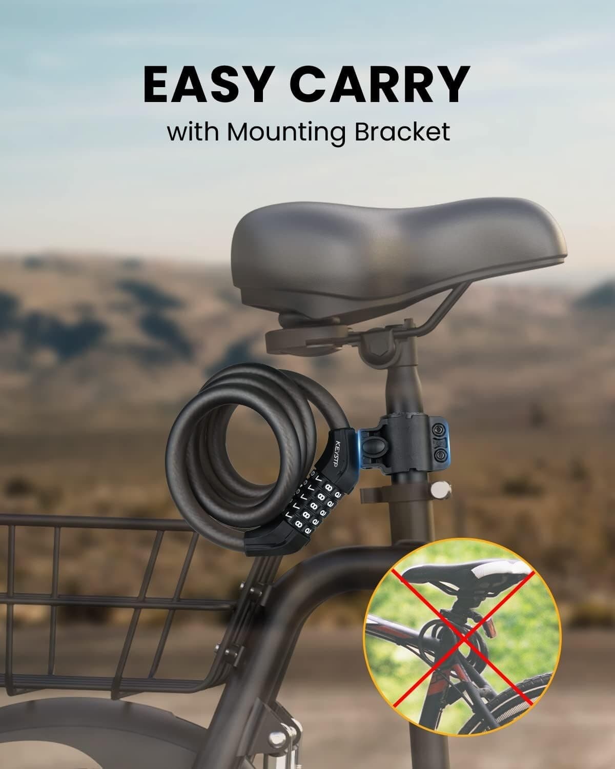 Bike Cable Lock Keyed 6 Feet Bicycle Cable Heavy Duty High Security Lock USA - Thumbnail 10