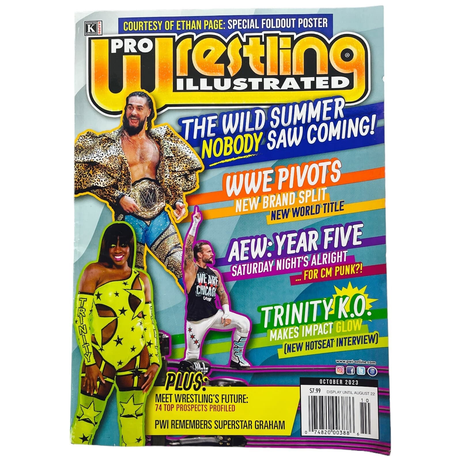 PWI Pro Wrestling Illustrated Magazine Oct 2023 CM Punk Seth Rollins With Poster - Thumbnail 7