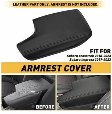 Armrest Leather Console Cover Subaru Impreza 2017-20 Crosstrek 2018-23 Black - Thumbnail 9