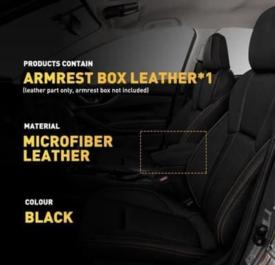 Armrest Leather Console Cover Subaru Impreza 2017-20 Crosstrek 2018-23 Black - Thumbnail 7