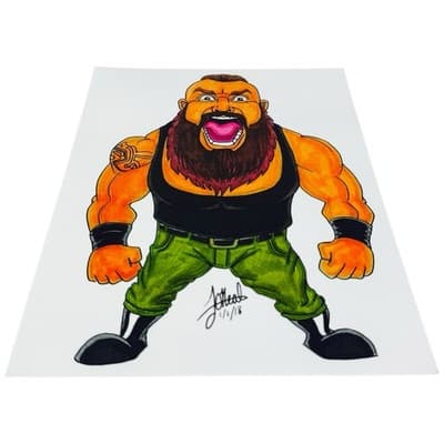 WWE Braun Strowman Wrestling Caricature Art Print 8x10 J O’Heale Heavy Stock - Thumbnail 2
