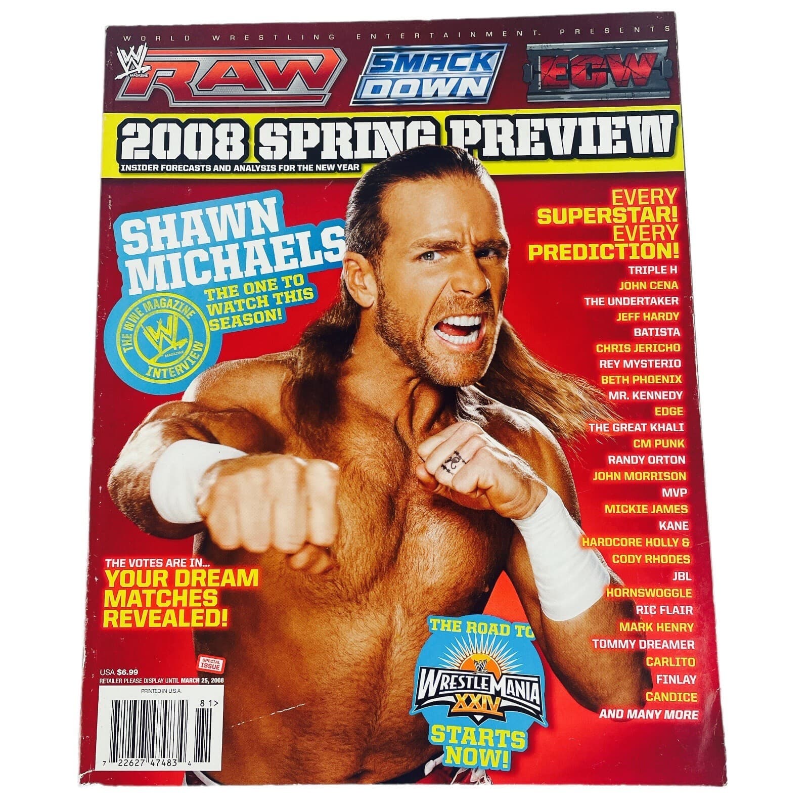 WWE Magazine Shawn Michaels Special Issue 2008 Spring Preview Raw ECW Smackdown - Image 1