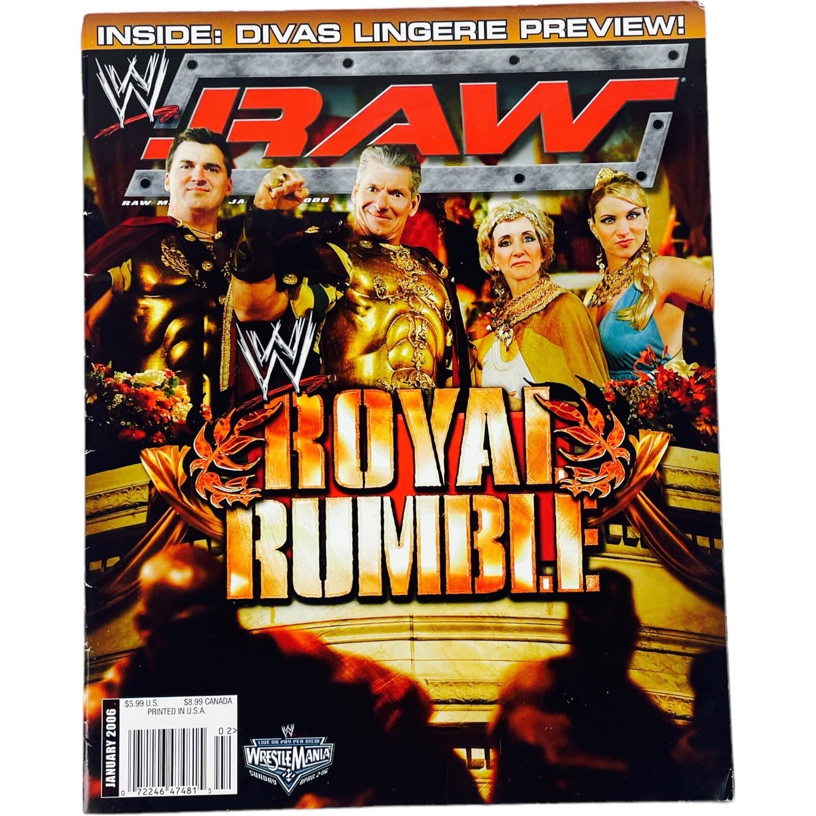 Mick Foley Billy Graham WWE Raw Magazine Jan 2006 McMahons Royal Rumble Divas - Image 1