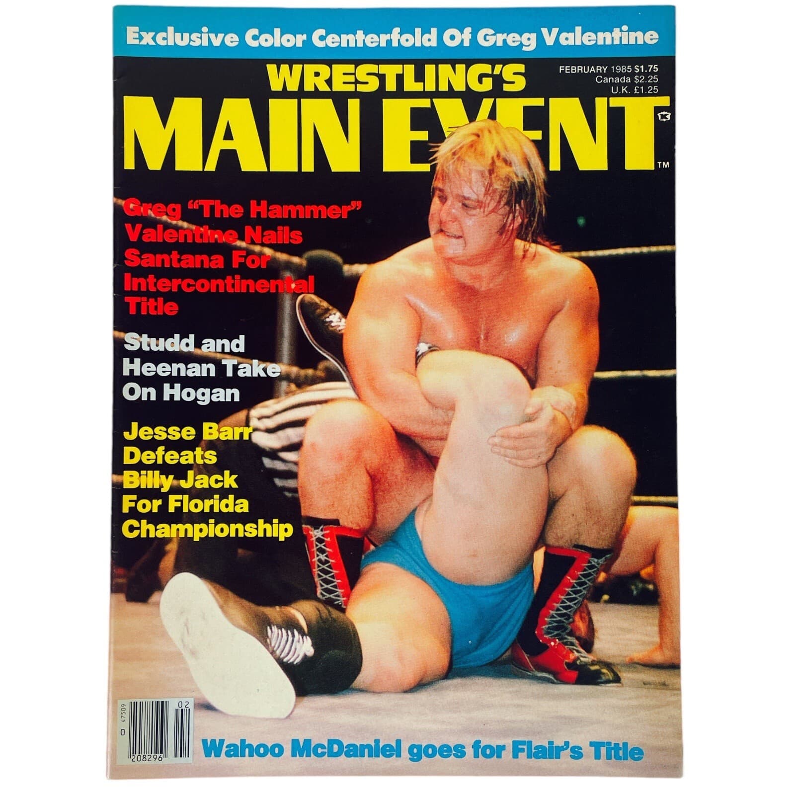 Wrestlings Main Event Magazine Feb 1985 Greg Valentine Poster Heenan WWF NWA - Image 1
