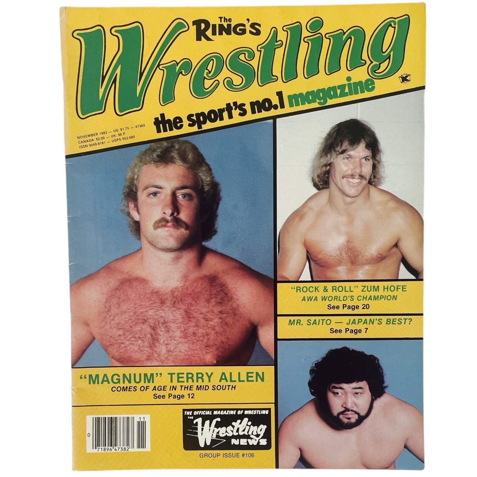 Vintage Rings Wrestling Magazine Nov 1983 Poster Intact Race Bockwinkel Moolah - Image 1