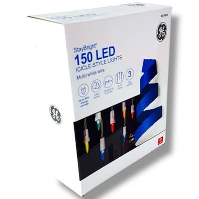 GE StayBright 150 LED Icicle Style Lights Multicolor White Wire 16.2’ Linkable - Thumbnail 8