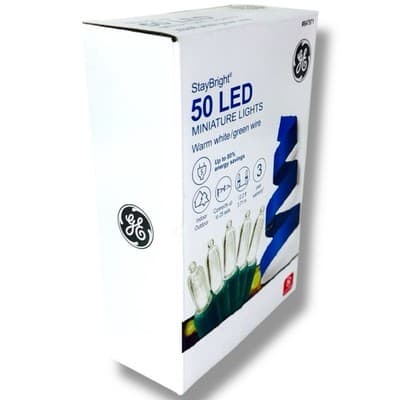 GE StayBright 50 LED Miniature Lights Warm White Green Wire 12.2’ Indoor Outdoor - Thumbnail 8