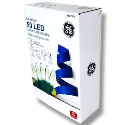 GE StayBright 50 LED Miniature Lights Warm White Green Wire 12.2’ Indoor Outdoor - Thumbnail 4