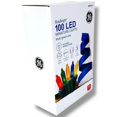 GE StayBright 100 LED Miniature Lights Multicolor Green Wire 12’ Indoor Outdoor - Thumbnail 2