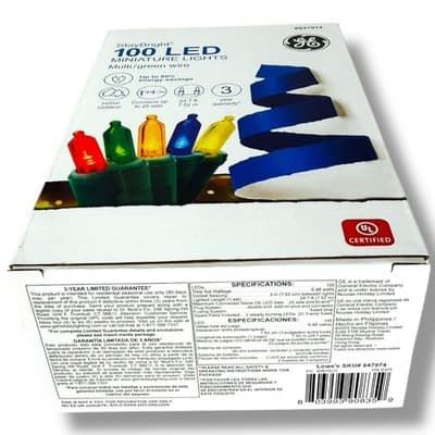 GE StayBright 100 LED Miniature Lights Multicolor Green Wire 12’ Indoor Outdoor - Thumbnail 11