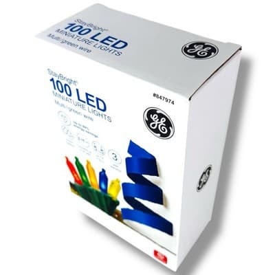 GE StayBright 100 LED Miniature Lights Multicolor Green Wire 12’ Indoor Outdoor - Thumbnail 10